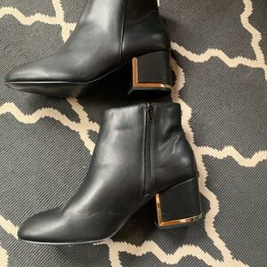Aria Black Ankle Boots with Gold Trim